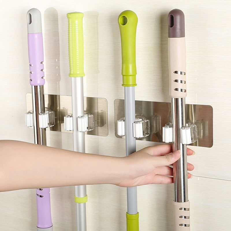 Wall Mop Holder Hook Bathroom Kitchen Organizer Broom