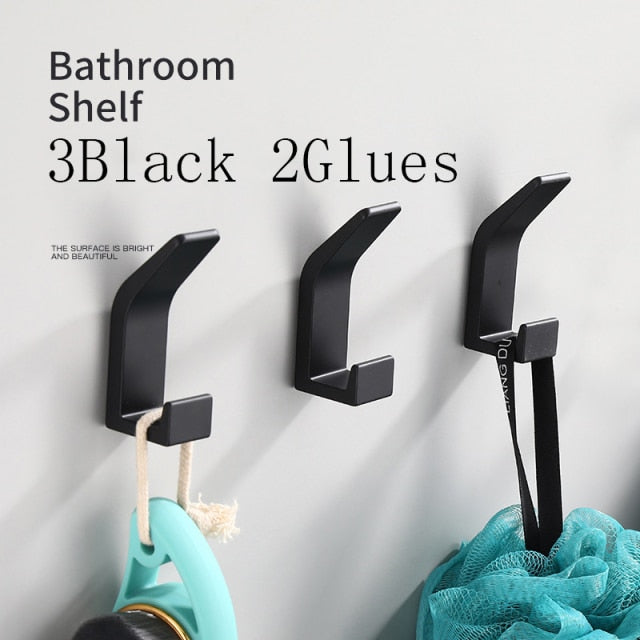 5PCS Double Hook Black White Towel Hook
