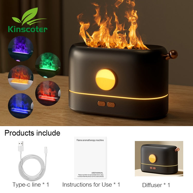 Kinscoter Aroma Diffuser Air Humidifier Ultrasonic Cool Mist Maker Fogger Led Essential Oil Flame Lamp Difusor