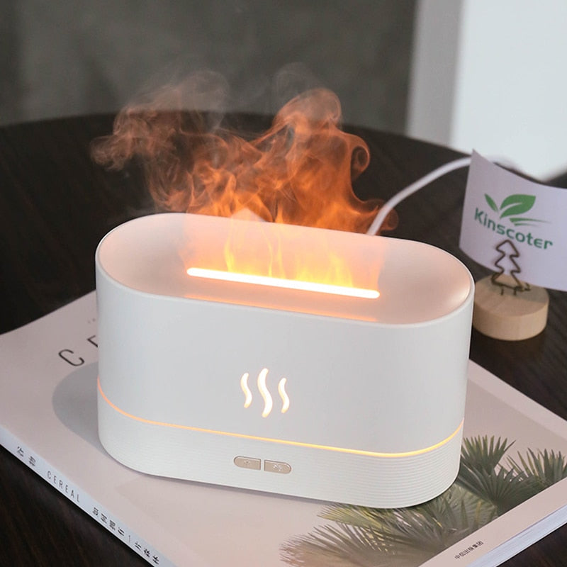 Kinscoter Aroma Diffuser Air Humidifier Ultrasonic Cool Mist Maker Fogger Led Essential Oil Flame Lamp Difusor