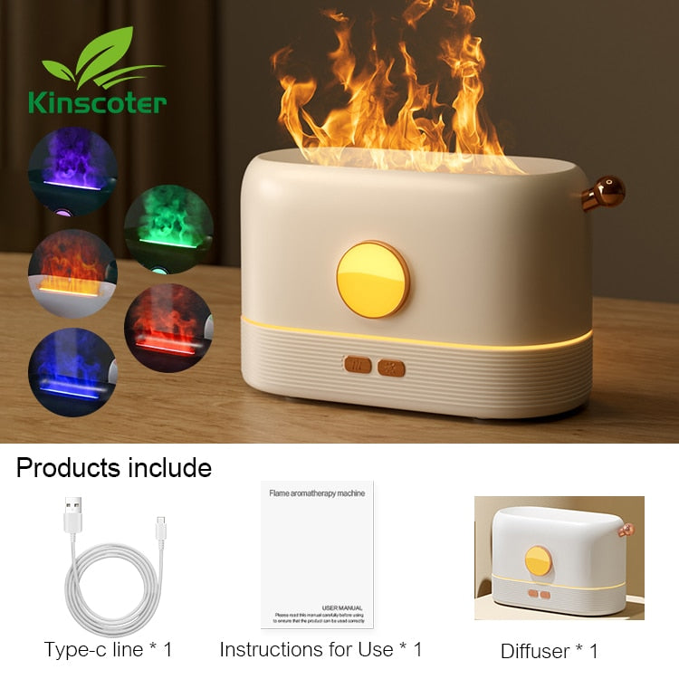 Kinscoter Aroma Diffuser Air Humidifier Ultrasonic Cool Mist Maker Fogger Led Essential Oil Flame Lamp Difusor