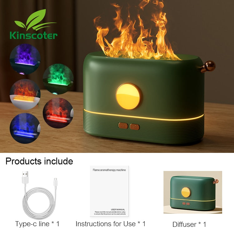 Kinscoter Aroma Diffuser Air Humidifier Ultrasonic Cool Mist Maker Fogger Led Essential Oil Flame Lamp Difusor