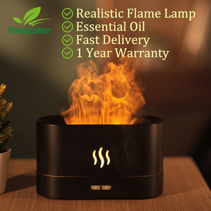 Kinscoter Aroma Diffuser Air Humidifier Ultrasonic Cool Mist Maker Fogger Led Essential Oil Flame Lamp Difusor