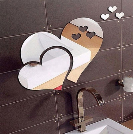 3D Mirror Wall Sticker Heart-Shape Mirror DIY