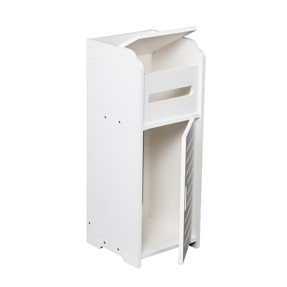 Bathroom Storage Cabinet with 1 Door Tissue Box White