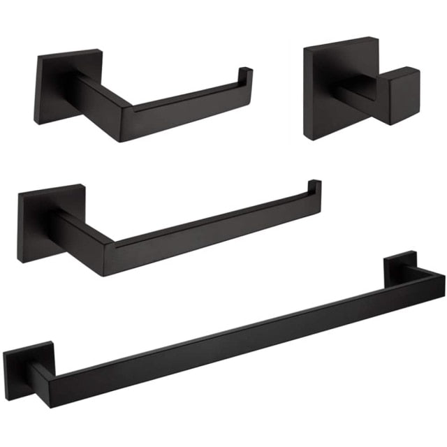 TAICUTE Black Bathroom Hardware Sets Wall Mounted Towel