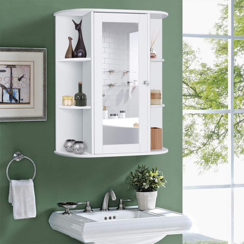 Single Door Three-layer Bathroom Cabinet With Mirror