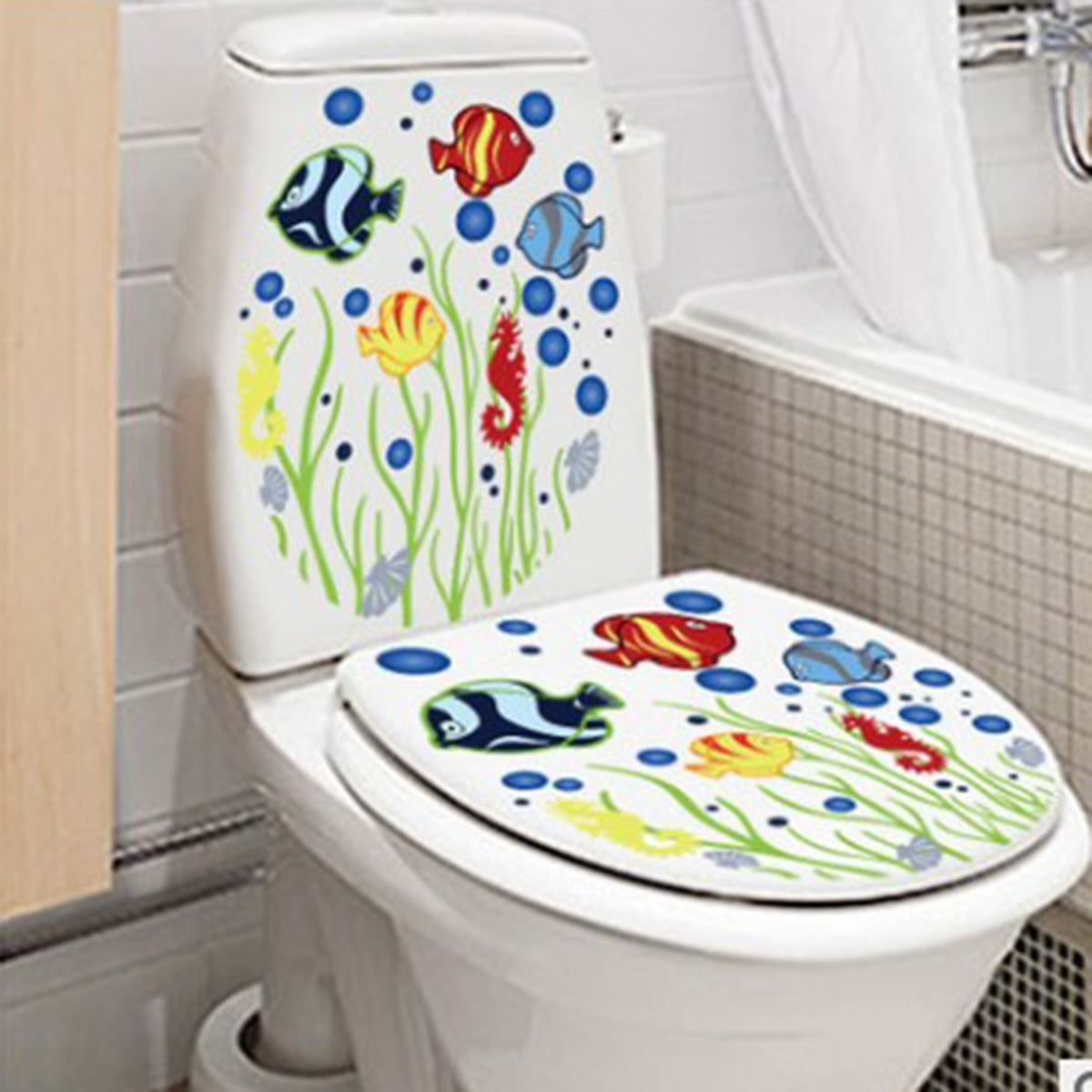 Underwater fish Bubble toilet bathroom sticker