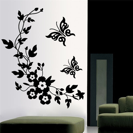 New Butterfly Flower Vine Bathroom Wall Decals Art