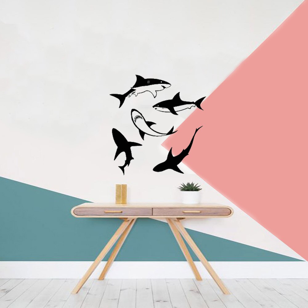 Vinyl wall applique shark bathroom decoration