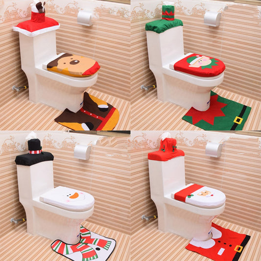 Bathroom decor Foot Pad Seat Cover Cap Christmas